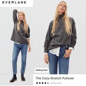 NWT Everlane Cozy Stretch Pullover Oversized Sweater Wool Yak Heathered Charcoal